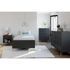 Table de chevet noire avec 2 tiroirs, rangement de chambre moderne