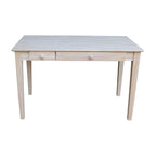 Bureau informatique en bois massif de 122 cm de large avec tiroir rabattable et plateau type billot de boucher