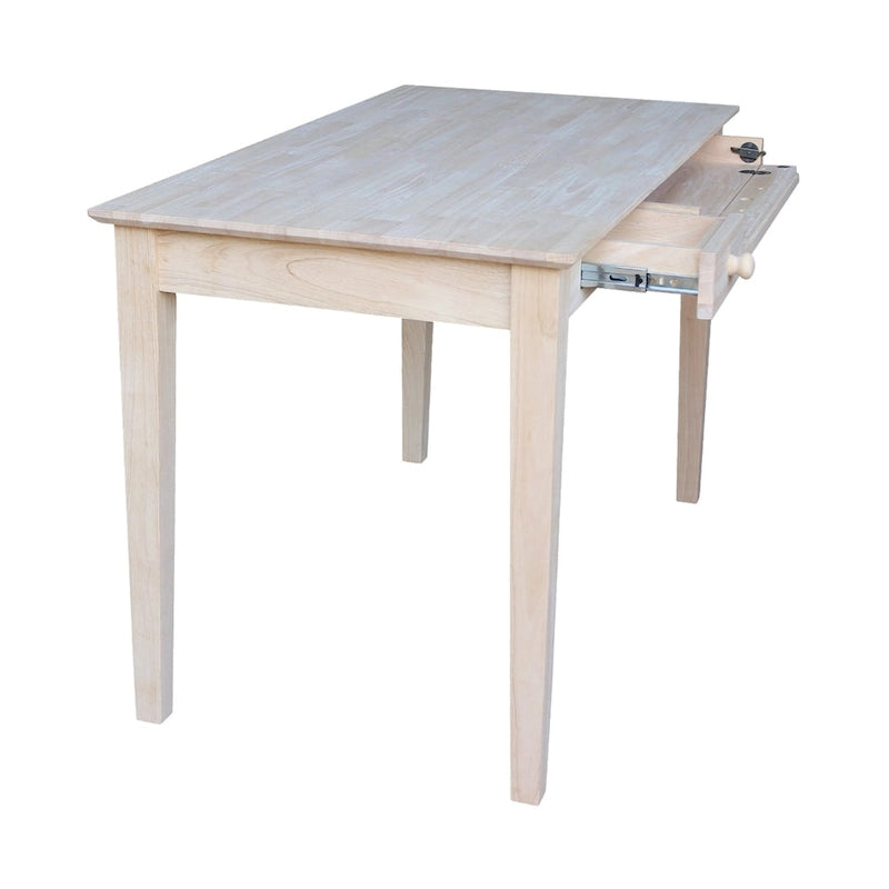 Bureau informatique en bois massif de 122 cm de large avec tiroir rabattable et plateau type billot de boucher