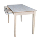 Bureau informatique en bois massif de 122 cm de large avec tiroir rabattable et plateau type billot de boucher