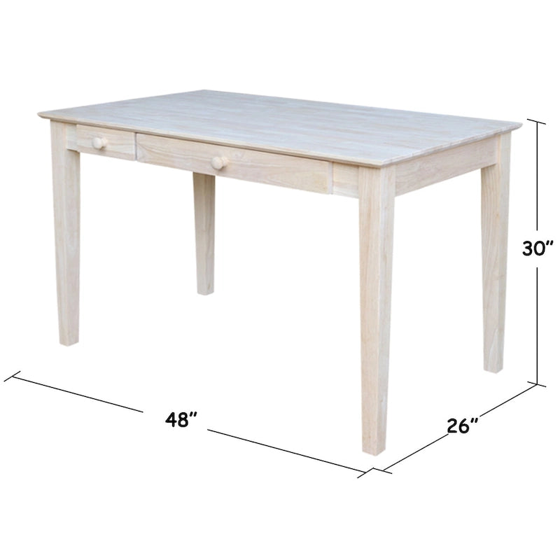 Bureau informatique en bois massif de 122 cm de large avec tiroir rabattable et plateau type billot de boucher