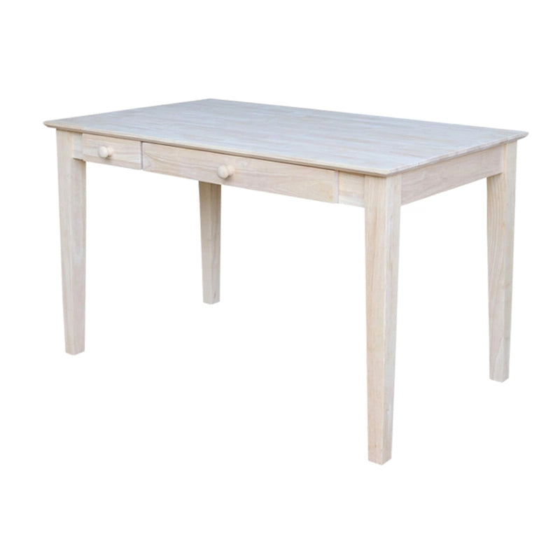 Bureau informatique en bois massif de 122 cm de large avec tiroir rabattable et plateau type billot de boucher