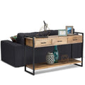 Console/Table d'appoint industrielle moderne 54", en bois de manguier massif et métal, couleur naturelle