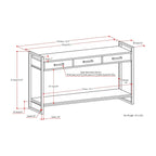 Console/Table d'appoint industrielle moderne 54", en bois de manguier massif et métal, couleur naturelle