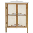 Table d'angle triangulaire industrielle avec double porte et étagère de rangement à 3 niveaux