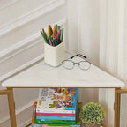 Table d'angle triangulaire industrielle avec double porte et étagère de rangement à 3 niveaux