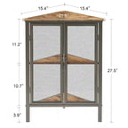 Table d'angle triangulaire industrielle avec double porte et étagère de rangement à 3 niveaux