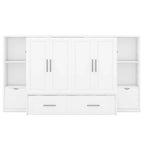 Lit escamotable Queen Size avec étagères, tiroirs et ports USB, Gris