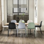 Lot de 2 chaises de salle à manger rétro en plastique moulé Eiffel pour salon, cuisine, bureau chromé, designer