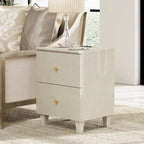 Table d'appoint avec station de recharge et 2 tiroirs, table de chevet moderne pour salon