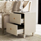 Table d'appoint avec station de recharge et 2 tiroirs, table de chevet moderne pour salon