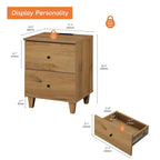 Table d'appoint avec station de recharge et 2 tiroirs, table de chevet moderne pour salon
