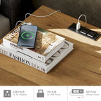 Table d'appoint avec station de recharge et 2 tiroirs, table de chevet moderne pour salon
