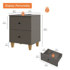 Table d'appoint avec station de recharge et 2 tiroirs, table de chevet moderne pour salon