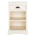 Table d'appoint de rangement en bois de pin gris, 1 tiroir et 2 étagères ouvertes, 45 cm (L) x 35 cm (P) x 76 cm (H)