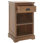 Table d'appoint de rangement en bois de pin gris, 1 tiroir et 2 étagères ouvertes, 45 cm (L) x 35 cm (P) x 76 cm (H)
