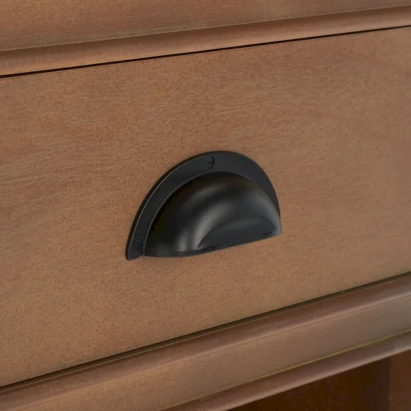 Table d'appoint de rangement en bois de pin gris, 1 tiroir et 2 étagères ouvertes, 45 cm (L) x 35 cm (P) x 76 cm (H)