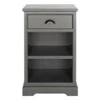 Table d'appoint de rangement en bois de pin gris, 1 tiroir et 2 étagères ouvertes, 45 cm (L) x 35 cm (P) x 76 cm (H)