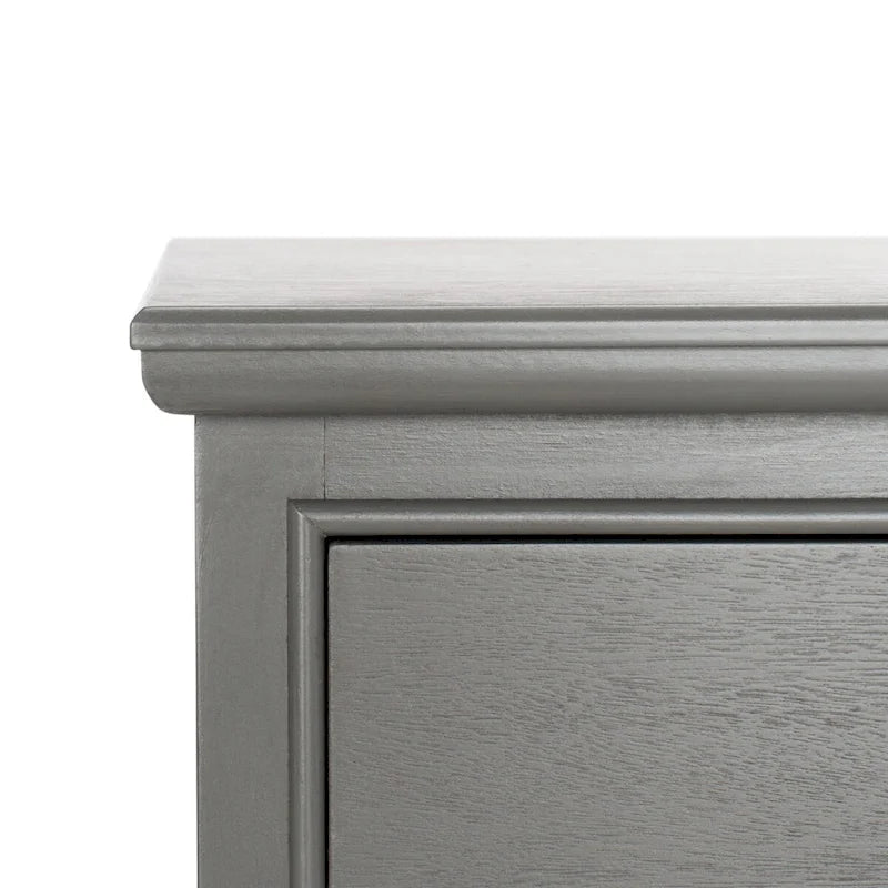 Table d'appoint de rangement en bois de pin gris, 1 tiroir et 2 étagères ouvertes, 45 cm (L) x 35 cm (P) x 76 cm (H)