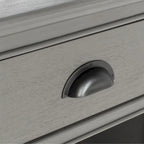 Table d'appoint de rangement en bois de pin gris, 1 tiroir et 2 étagères ouvertes, 45 cm (L) x 35 cm (P) x 76 cm (H)