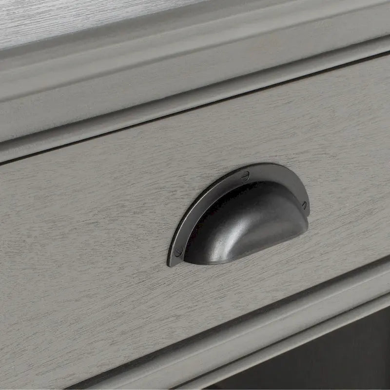 Table d'appoint de rangement en bois de pin gris, 1 tiroir et 2 étagères ouvertes, 45 cm (L) x 35 cm (P) x 76 cm (H)
