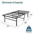 Sommier en acier robuste, capacité de 1360 kg, pas besoin de sommier tapissier, rangement sous le lit