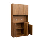 Grande armoire de style ferme rustique avec étagères, compartiment ouvert et tiroir, armoire de rangement autoportante