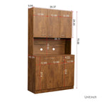 Grande armoire de style ferme rustique avec étagères, compartiment ouvert et tiroir, armoire de rangement autoportante