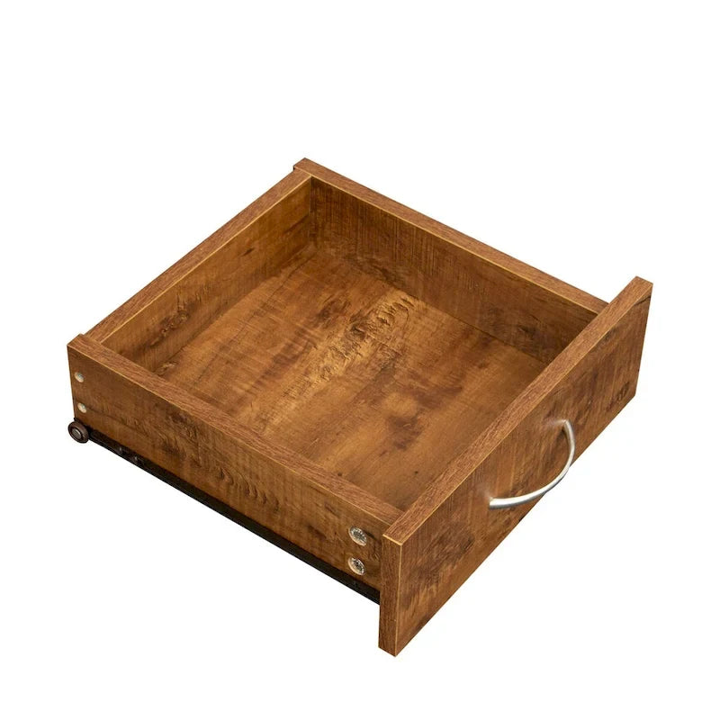 Grande armoire de style ferme rustique avec étagères, compartiment ouvert et tiroir, armoire de rangement autoportante