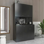 Grande armoire de style ferme rustique avec étagères, compartiment ouvert et tiroir, armoire de rangement autoportante