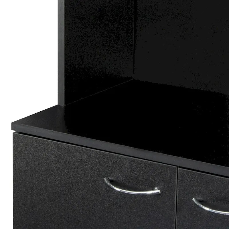 Grande armoire de style ferme rustique avec étagères, compartiment ouvert et tiroir, armoire de rangement autoportante