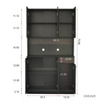 Grande armoire de style ferme rustique avec étagères, compartiment ouvert et tiroir, armoire de rangement autoportante