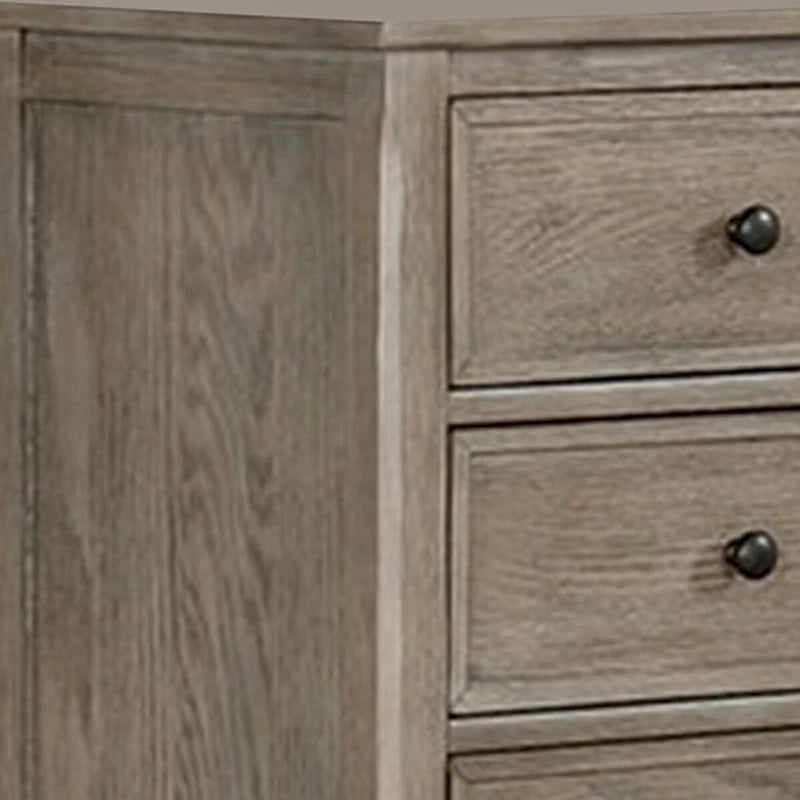 Armoire avec 6 tiroirs de rangement et pieds tournés, marron naturel