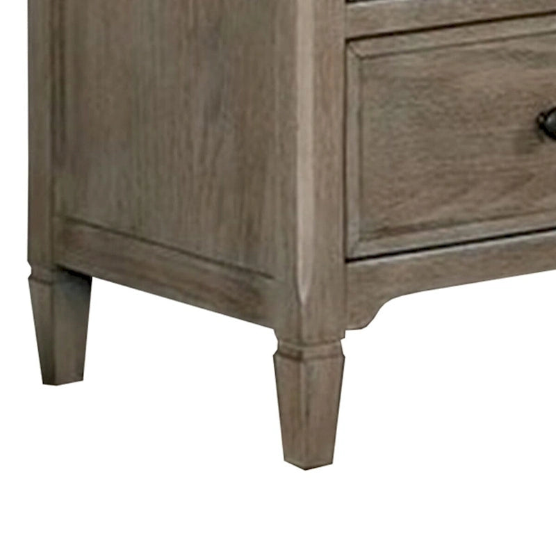 Armoire avec 6 tiroirs de rangement et pieds tournés, marron naturel
