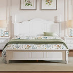 Cadre de lit plateforme en bois pleine grandeur, lit plateforme de style rétro