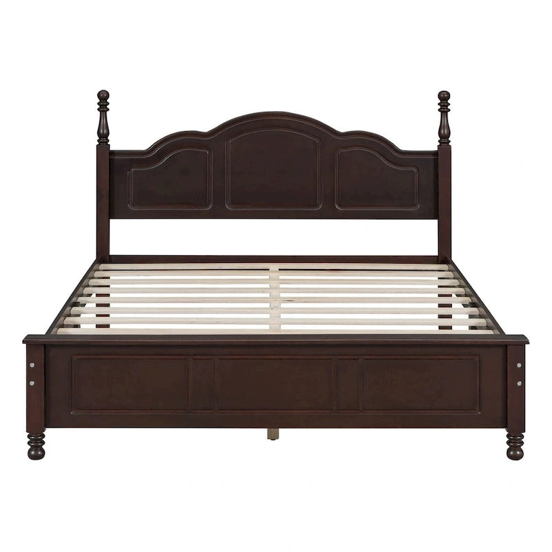 Cadre de lit plateforme en bois pleine grandeur, lit plateforme de style rétro