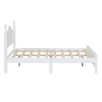 Cadre de lit plateforme en bois pleine grandeur, lit plateforme de style rétro