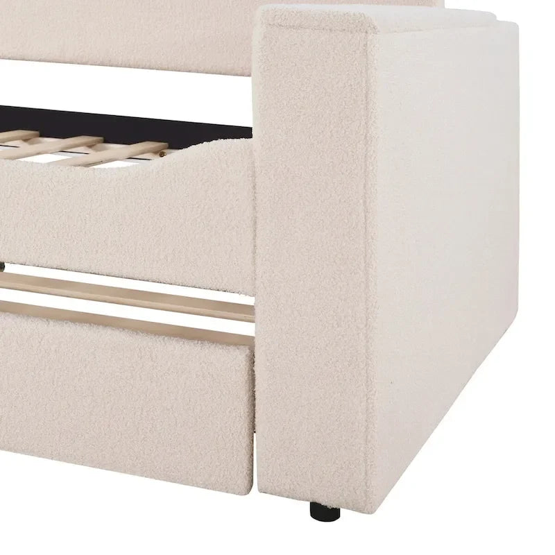 Lit de repos en polaire double avec accoudoirs de rangement et lit gigogne, capitonné, lit d'enfant peu encombrant