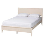 Lit plateforme cannelé en bois de style Mid-Century, aucun sommier tapissier requis, cadre solide, mobilier de chambre à coucher