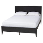 Lit plateforme cannelé en bois de style Mid-Century, aucun sommier tapissier requis, cadre solide, mobilier de chambre à coucher