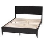 Lit plateforme cannelé en bois de style Mid-Century, aucun sommier tapissier requis, cadre solide, mobilier de chambre à coucher