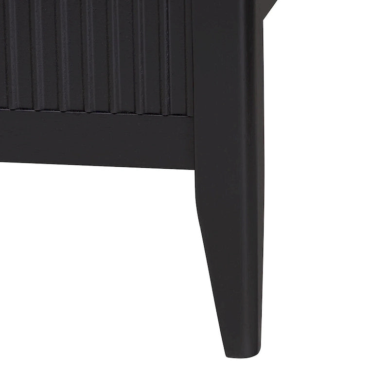 Lit plateforme cannelé en bois de style Mid-Century, aucun sommier tapissier requis, cadre solide, mobilier de chambre à coucher