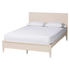 Lit plateforme cannelé en bois de style Mid-Century, aucun sommier tapissier requis, cadre solide, mobilier de chambre à coucher