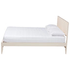 Lit plateforme cannelé en bois de style Mid-Century, aucun sommier tapissier requis, cadre solide, mobilier de chambre à coucher