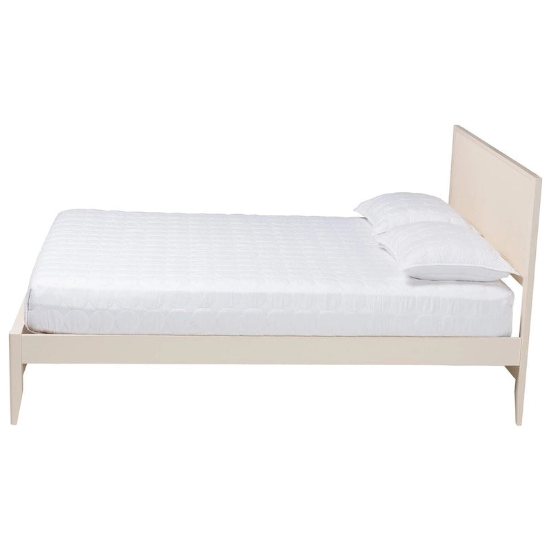 Lit plateforme cannelé en bois de style Mid-Century, aucun sommier tapissier requis, cadre solide, mobilier de chambre à coucher