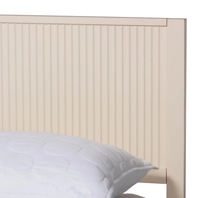 Lit plateforme cannelé en bois de style Mid-Century, aucun sommier tapissier requis, cadre solide, mobilier de chambre à coucher
