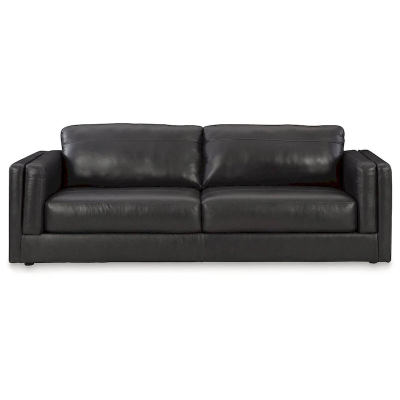 Canapé 3 places en cuir Onyx, côtés en similicuir, base plate, 96" L x 41" P x 35" H