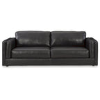 Canapé 3 places en cuir Onyx, côtés en similicuir, base plate, 96" L x 41" P x 35" H