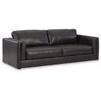 Canapé 3 places en cuir Onyx, côtés en similicuir, base plate, 96" L x 41" P x 35" H