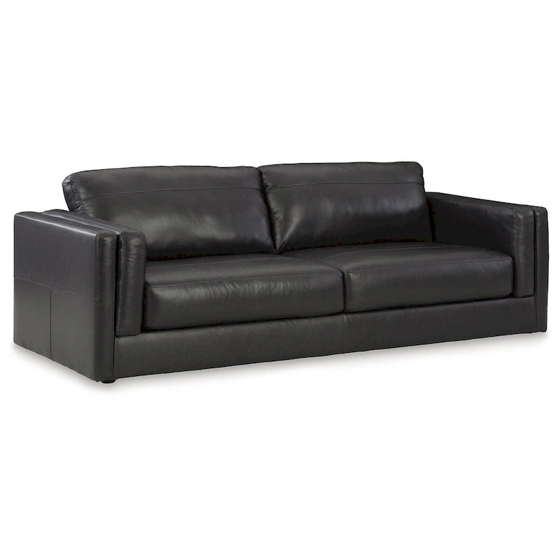 Canapé 3 places en cuir Onyx, côtés en similicuir, base plate, 96" L x 41" P x 35" H